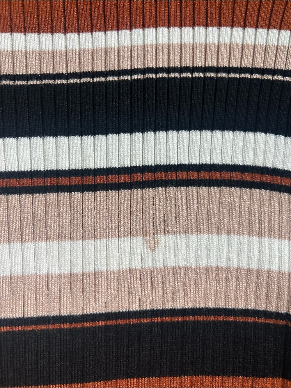 Say What? Rust, Black & Cream Striped Rib-Knit Long Sleeve Dress - Picture 3 of 3